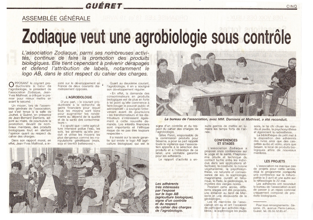 Association Le Zodiaque - Presse 24 mars 1998